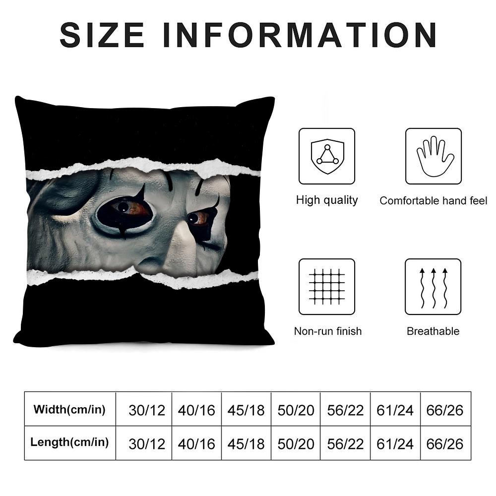 Federa Cuscino Horror T-Terrifier Tessuto Morbido Peluche Stampa Double-Sided Copricuscino per Divano Per Tutte le Stagioni Decorazione Casa Regalo