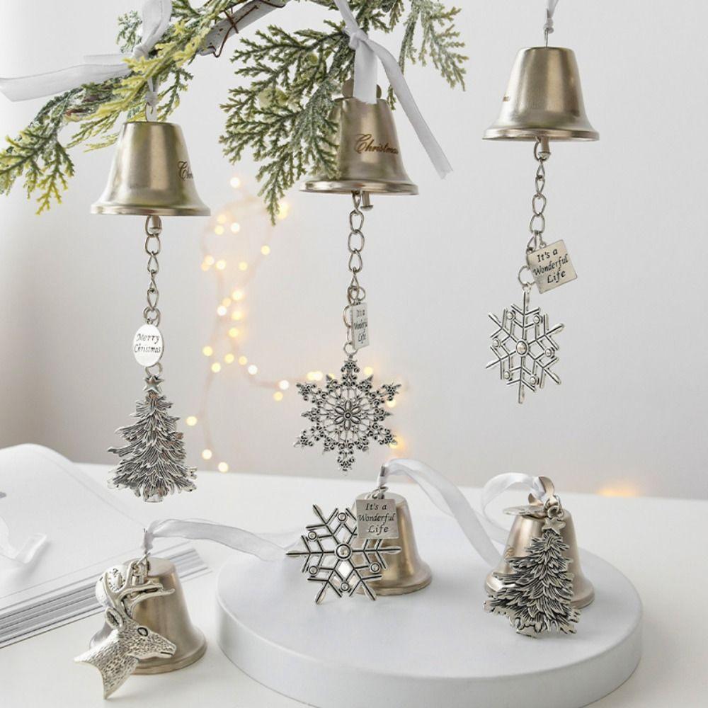 Iron Christmas Bell with Ribbon Window Pendants Door Hanging Decoration  Shopping Mall