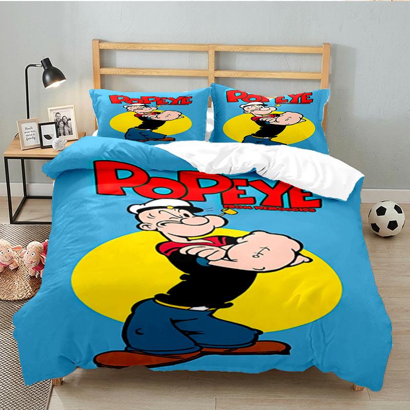 Popeye's Strength Displayed 3PCS Bedding set,Ideal for 1pc Duvet Cover And 2pcs Pillowcases Perfect for Fan gift,Ideal for Bedroom, Dormitory