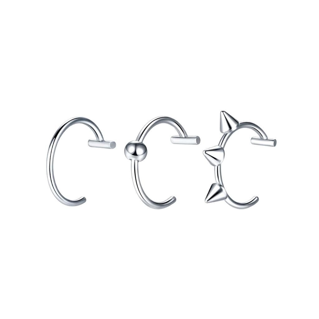 Not Piercing Lip Jewelry Punk Clip on Lip Rings Unique Body Accessory Gothic Design Stainless Steel Texture for Daily