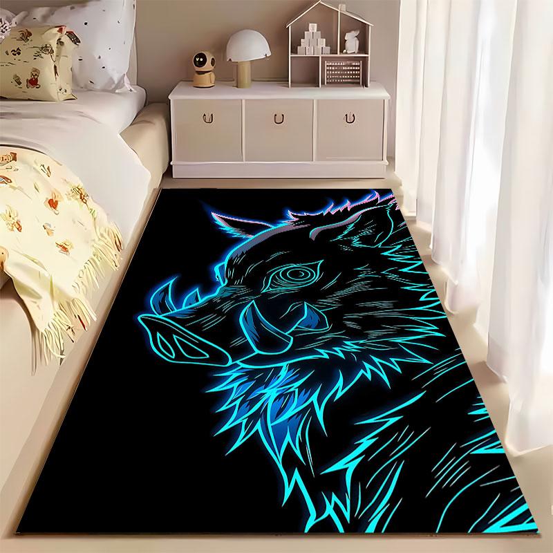 Neon Wild Boar Illustration suitable as a non-slip mat for the living room or bedroom sofa