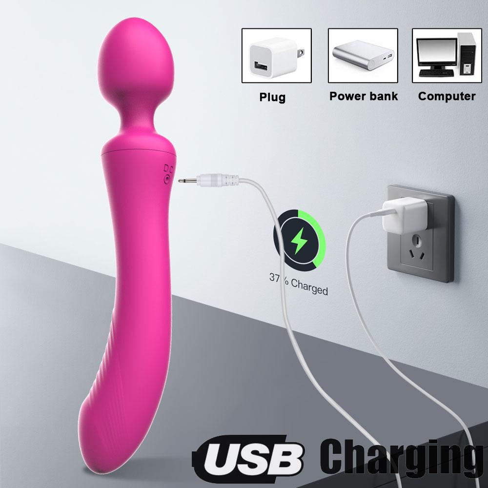 Oral Leistungsstarke Dual Vibrator Zauberstab G-punkt Massage Anal Plug Spielzeug für Erwachsene Vaginal Klitoris Stimulieren Weichen Weiblichen Masturbator