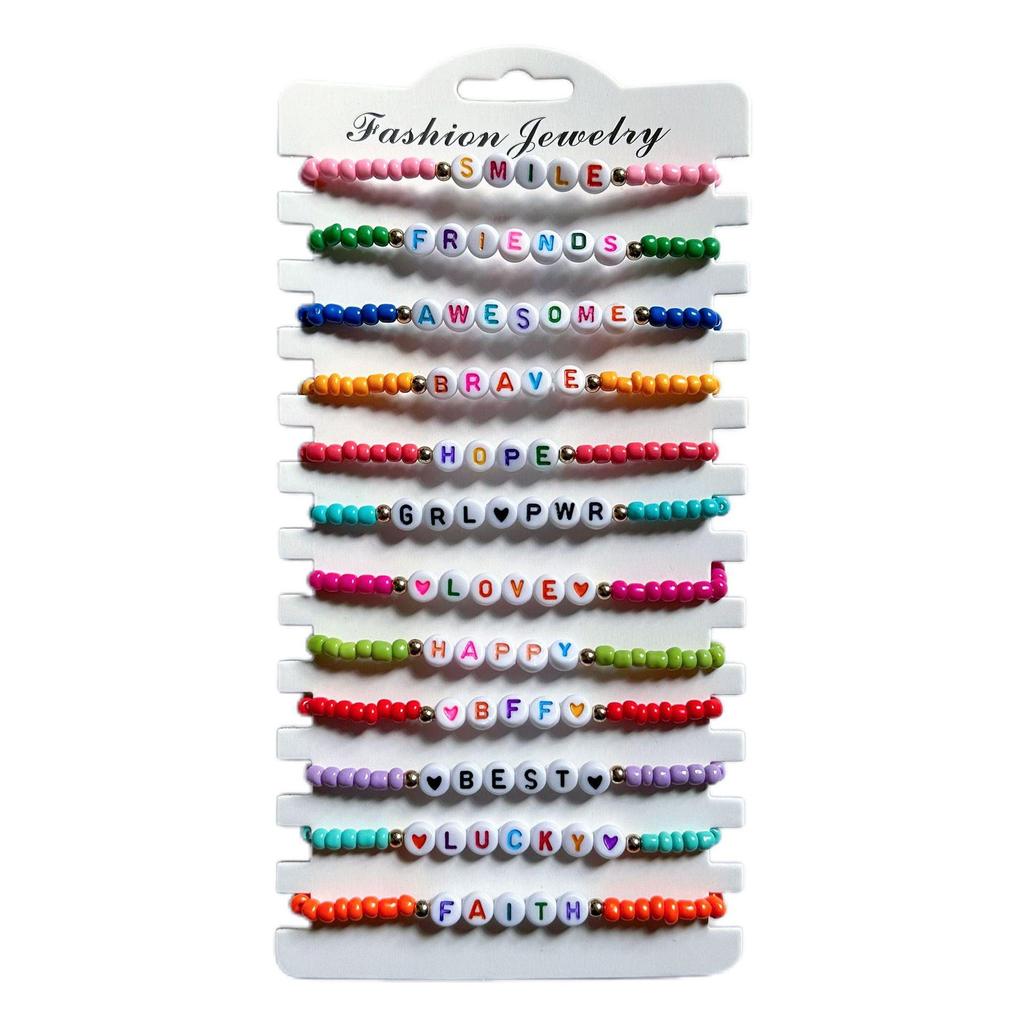 """WWJD"" Buchstaben Polymer Clay Perlen Armband Set": Europäischer/Amerikanischer Stil, 10er-Set Dankbarkeits-Glaubensarmbänder.