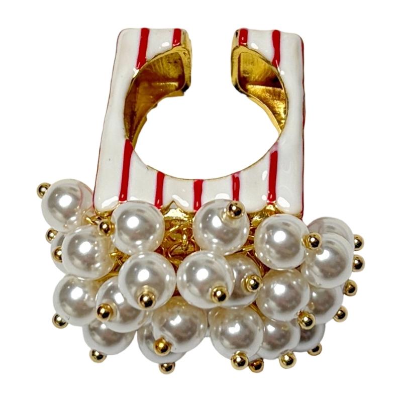 Bead Cluster Statement Ring with Open Adjustable Band, Vintage Style Fashion Accessory for Daily Outfits and Dates