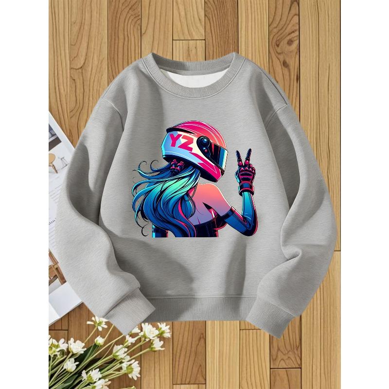 European Size unisex Round Neck Sweatshirt with Fashionable Print, a Versatile Top