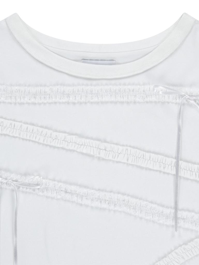 TUOMIO Lace Strap Oversized T-Shirt [White]