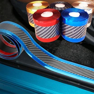 Adesivos de Carro Largura 5CM Anti Risco Protetor Soleira de Porta Faixa de Borracha Fibra de Carbono Proteção Soleira Carro Película Para-choque