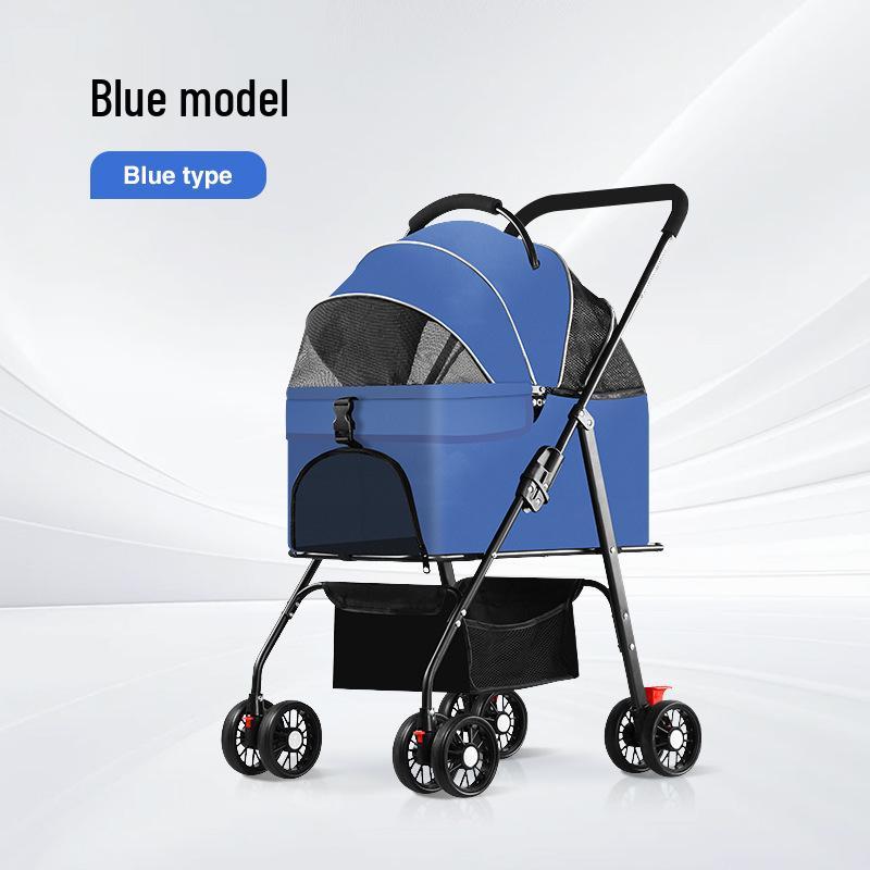 Lightweight Foldable Pet Stroller – Detachable Dog & Cat Pushcart for Walking
