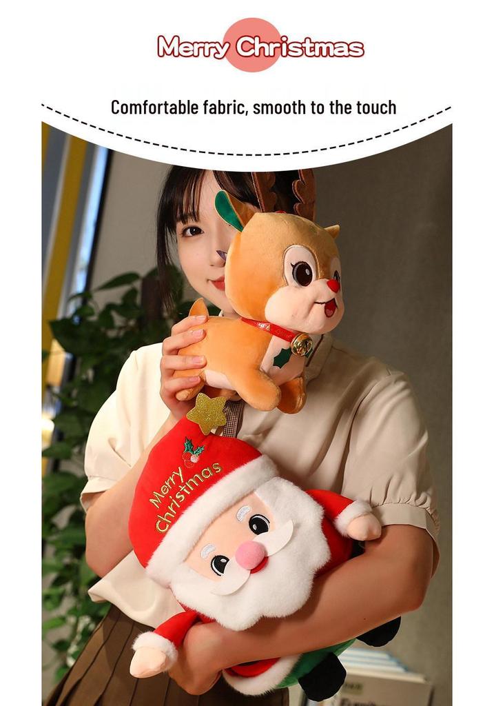 Christmas Plush Set: Santa, Reindeer, Apple Cushion, Tree, Snowman Doll