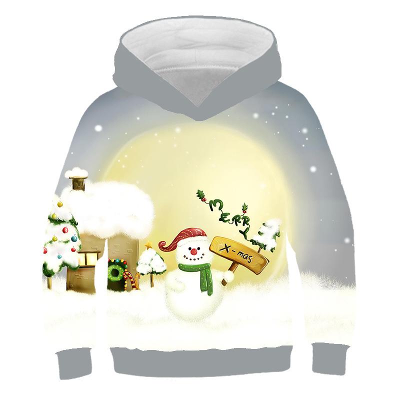 Kawaii Hoodies Christmas 3D Print Santa Snowmen Sweatshirts Boys Girls Hooded Pullovers Kids Fashion Oversized Hoodie Tracksuits