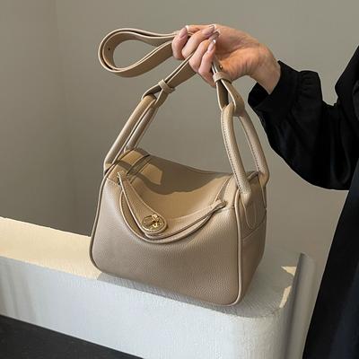 New High-end Lychee Pattern Bag Portable Single Shoulder Oblique Span Trendy Women's Bag