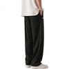 CLOR Men's Trendy Loose Straight-Leg Pants, Spring And Summer Draping Sports Breathable Casual Trousers, CL04 Black, Size L