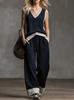 16 French minimalist black and white vertical stripes loose and thin women's suit wide-leg pants two-piece set