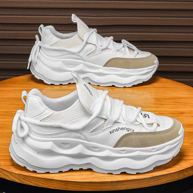 Men's shoes summer 2025 new breathable sports casual mesh shoes men's fashion thick-soled height-increasing running dad shoes