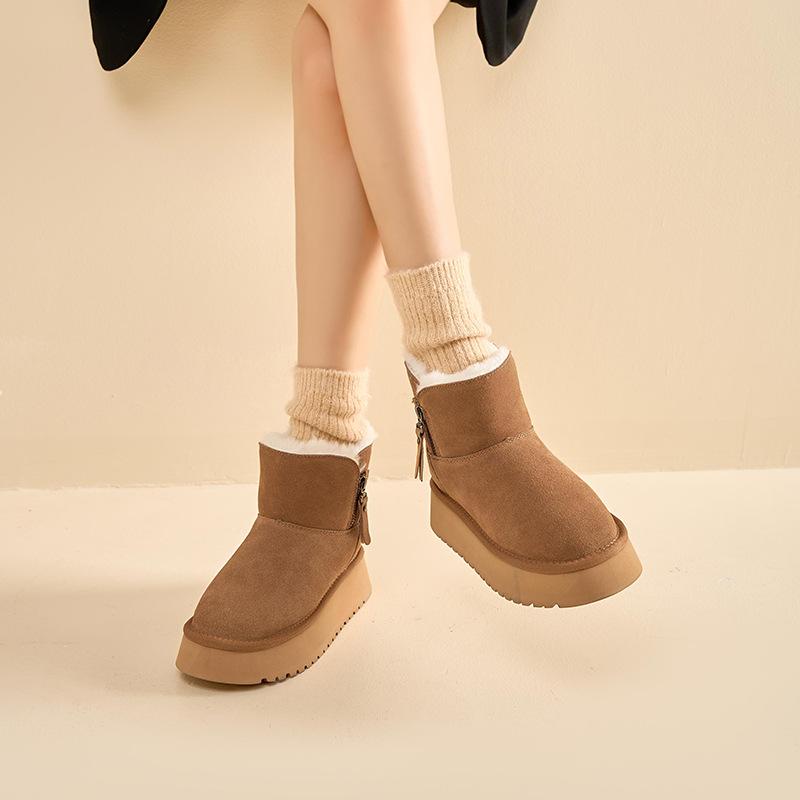 Augustine platform snow boots women's 2025 new autumn and winter outdoor piled thickened short boots bread cotton shoes