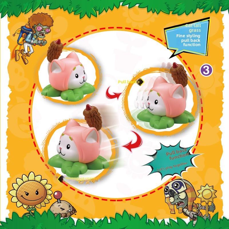 Vs Zombies Plants Cattail Plastic Pull Back Vehicle Toy For Kids Play Creative