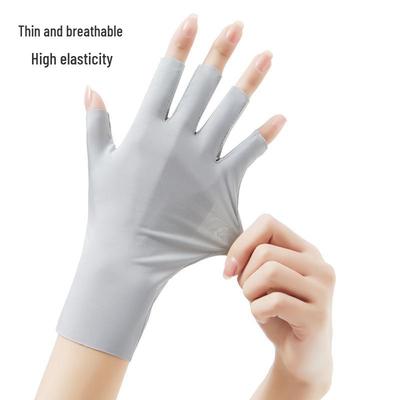 Guanti Donna Senza Dita in Seta di Ghiaccio Protezione Solare per Ciclismo e Guida - Traspiranti, Guanti Estivi per Nail Art.