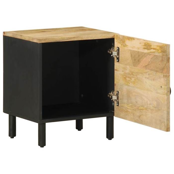 VidaXL Bedside Table Black 40x33.5x46 Cm Solid Raw Mango Wood, Bedside Cabinet, Bedroom Furniture, Table 4018624