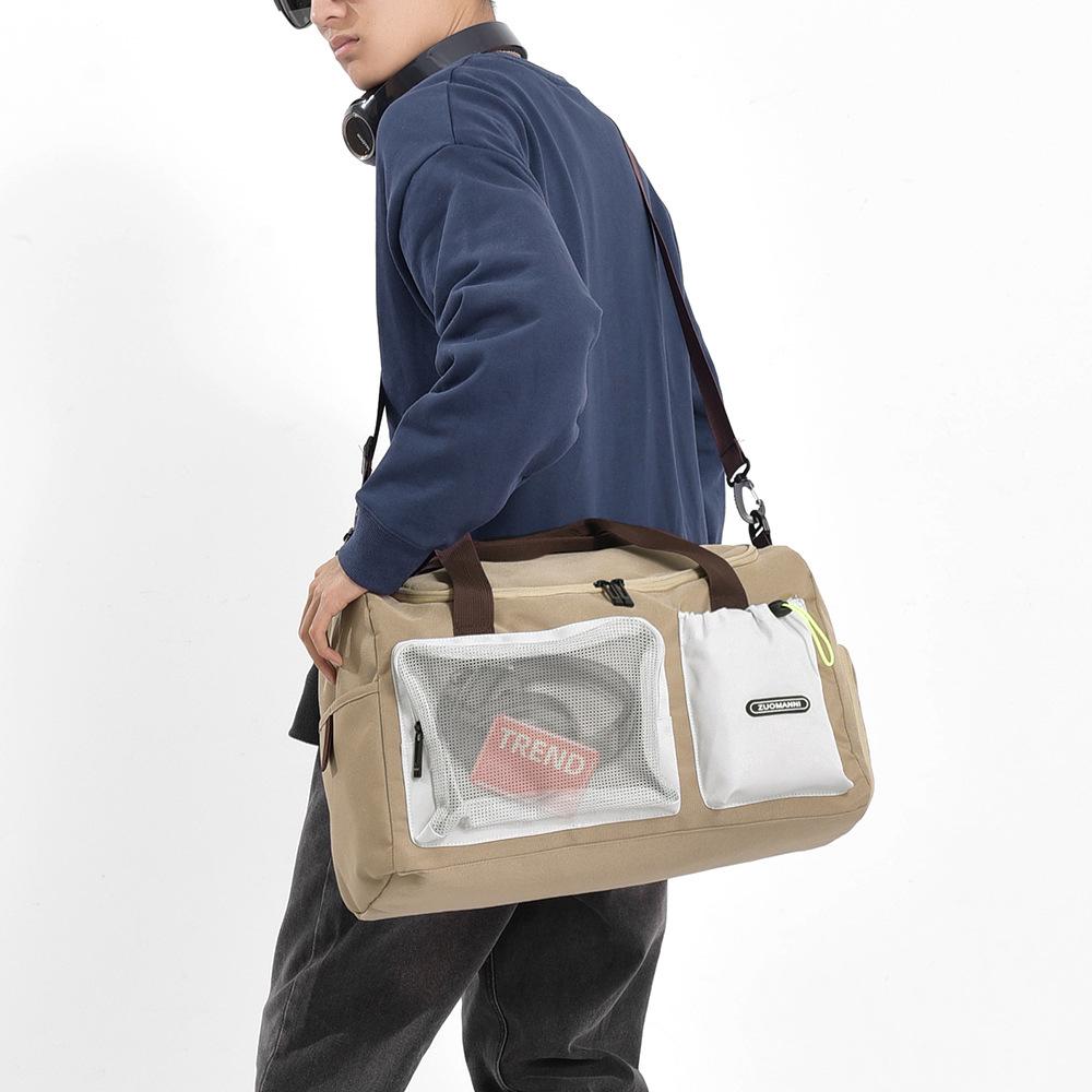 Large-capacity travel bag with dry and wet separation, sports yoga fitness bag, portable crossbody storage bag with independent shoe compartment