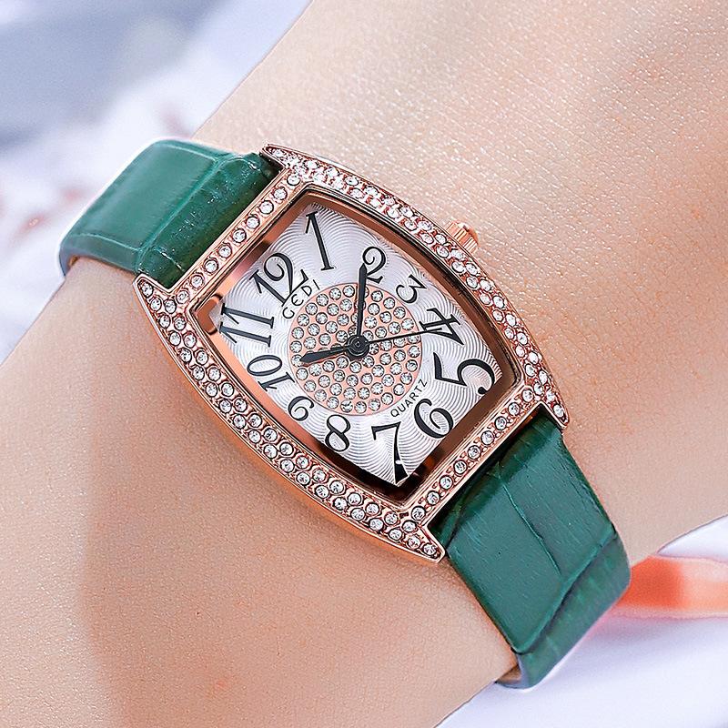 Retro Wine Barrel Women'S Watch Light Luxury Diamond-Encrusted High-End Belt Watch Women'S Waterproof Quartz Watch
