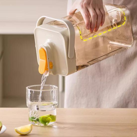Kaltbrüh-Krug mit Zapfhahn 2,5/3,5L Große Kapazität Kunststoff-Wasserspender für Saft & Eistee Auslaufsichere Getränkekanne für Zuhause Party Outdoor