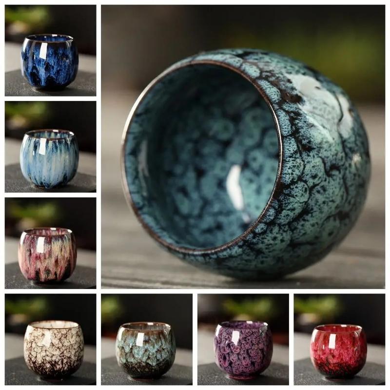 Japanese Raku Ceramic Tea Cup Kiln Fired Glaze For Coffee Sake Wine Tasting Tea Ceremony Zen Meditation Home Bar Use