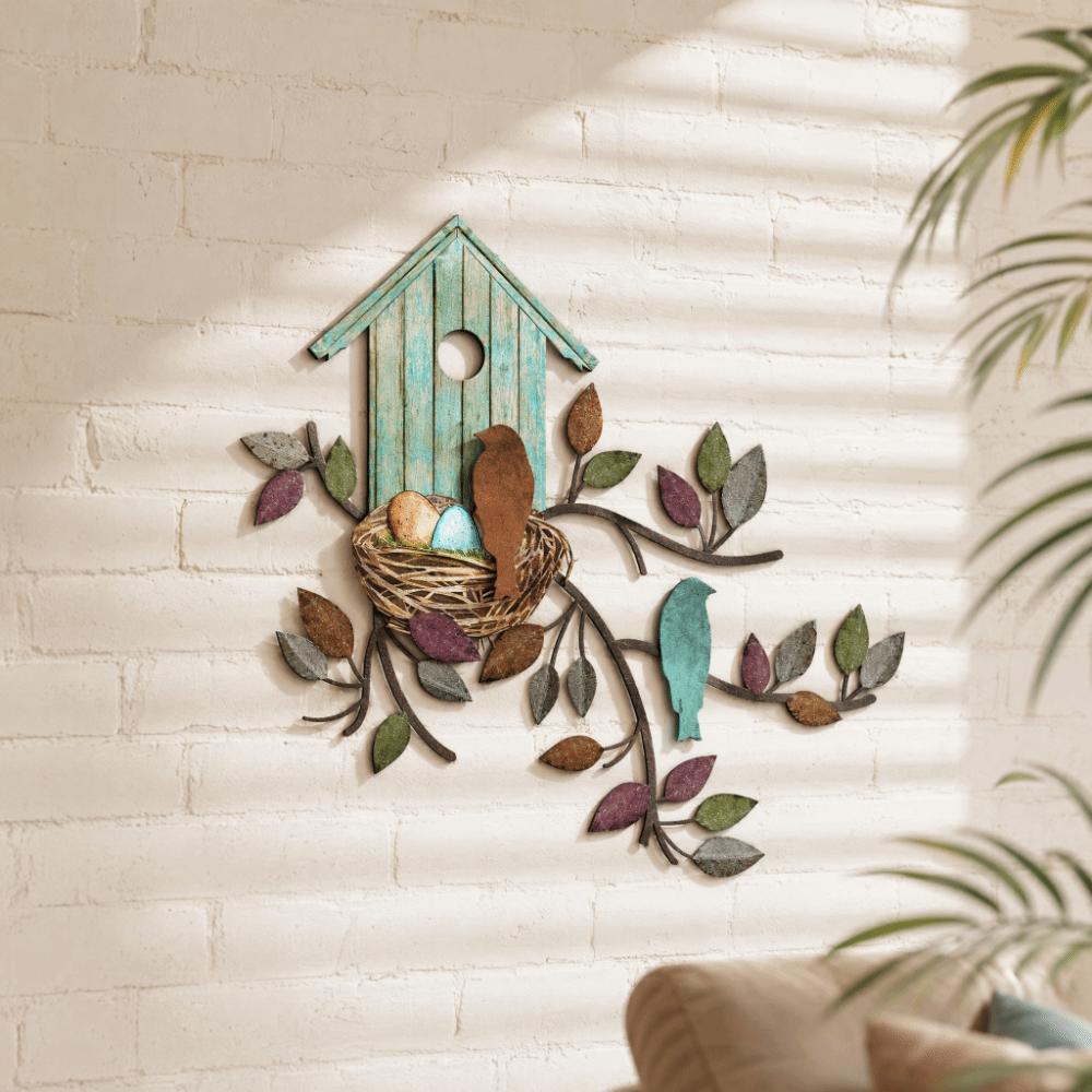 Rustic Design Metal Wall Decor Outdoor Art Tree Leaf Wall Decor Hanging Metal Tree Living Room