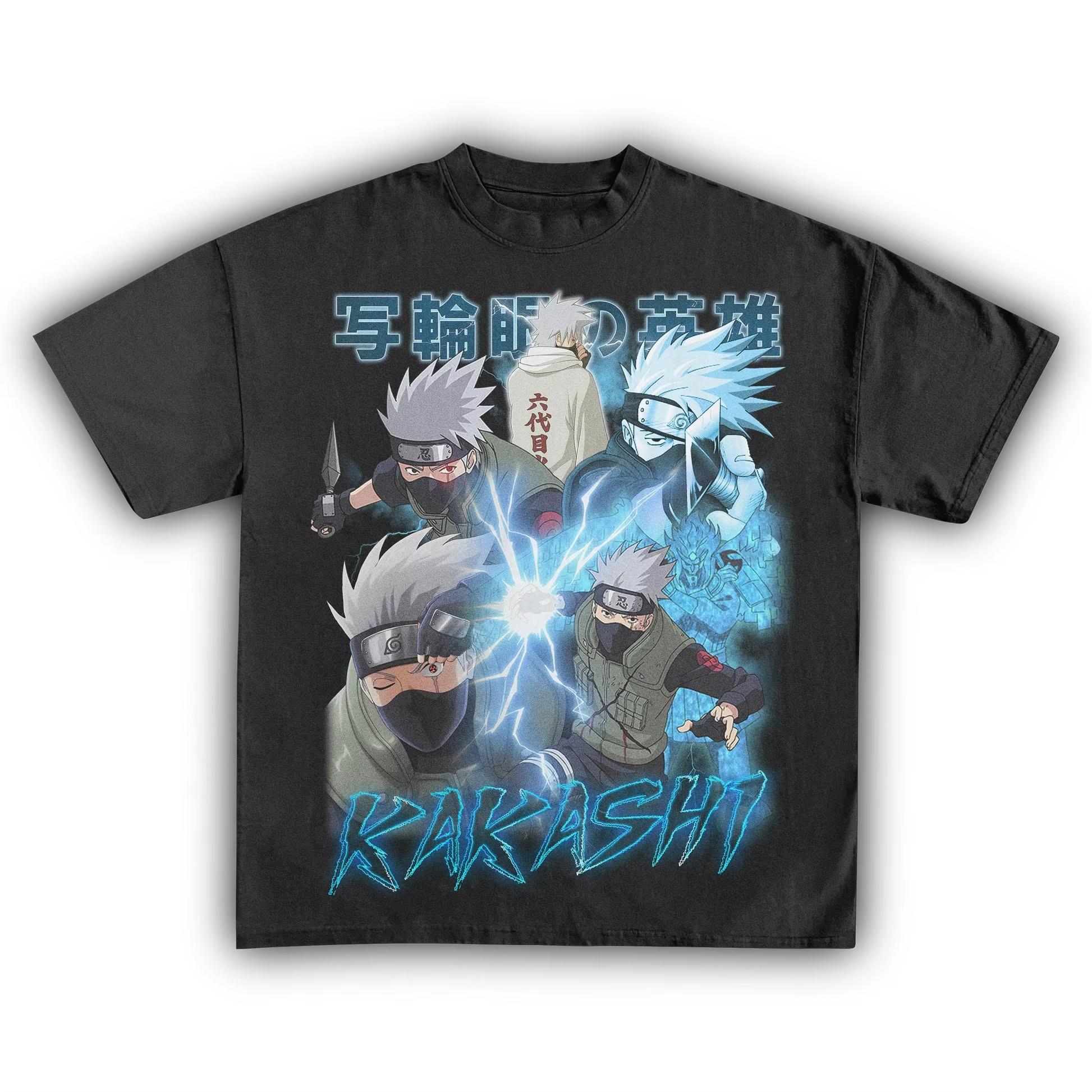 Naruto Hatake Kakashi Anime Graphic T-shirt, Unisex Pure Cotton Short Sleeve Streetwear Women And Men T-shirt 4XL
