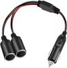 Extractme Car Cigarette Lighter Splitter Adapter Power Charger Port 16AWG 12/24V Plug Socket 2-Way Splitter with 15A Fuse