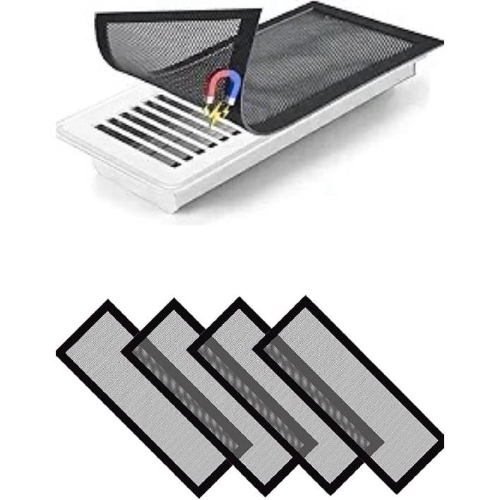 Magnetic Vent Covers Screen 4 Pack - 4x10 Inch Air Vent Filters with Durable PVC Frame, Washable Mesh Screen for Home HVAC, Floor Registers & Vents -