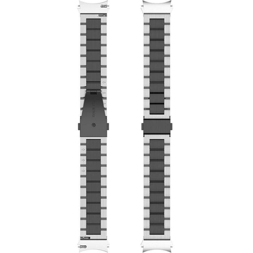 Armband für Samsung Galaxy Watch 4/5/6 40/42/43/44/45/46/47mm, Schwarz / Silber