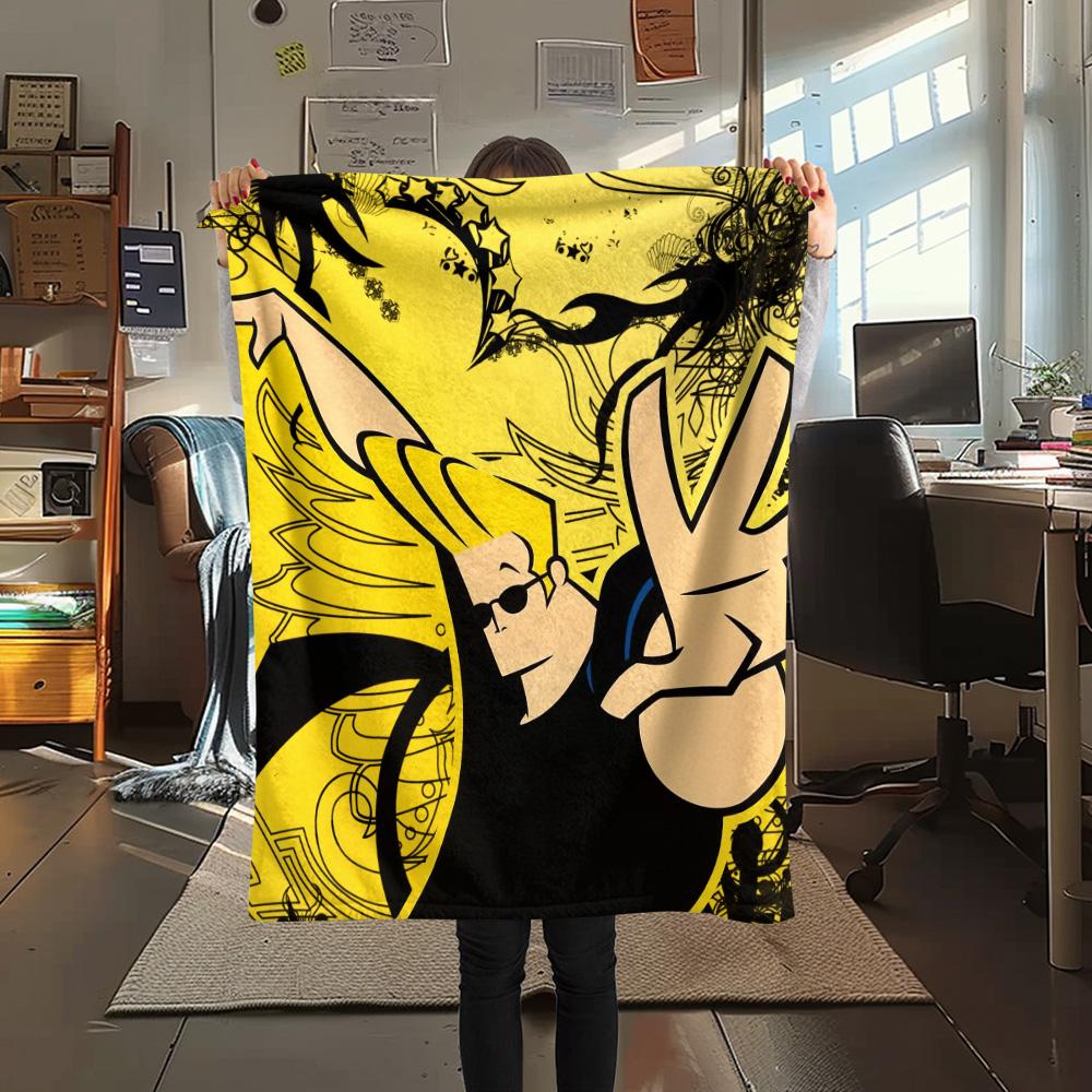 Coperta in Flanella con Stampa di Johnny Bravo, Alta qualità, Confortevole per Tutte le Stagioni, Arredamento per la Casa, Calore e Comfort