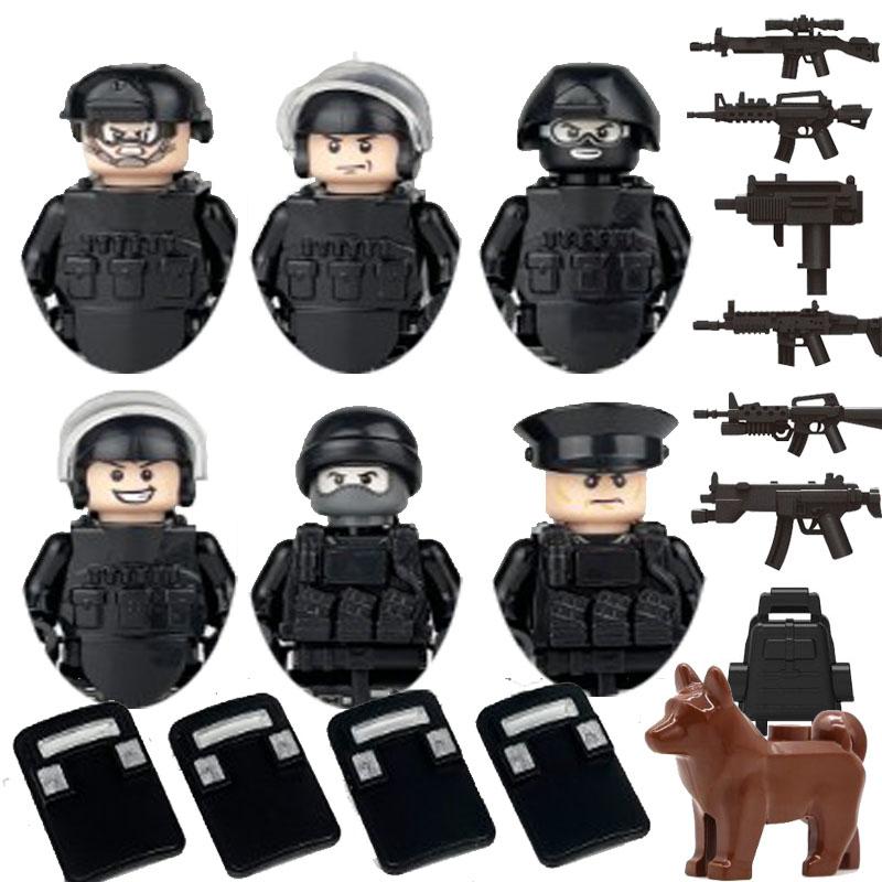Promotions! 6Pcs Military Ghost Commando Army Soldiers Model Action Figure Blocks Construction Building Bricks Toys For Children