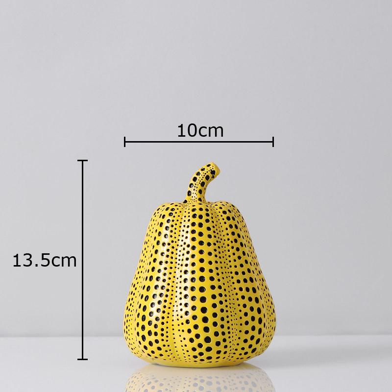 Polka Dot Art Pumpkin Sculpture Yellow Pumpkin Handicraft Desk Decoration Resin Artwork Ornaments Modern Home Decor Accessories
