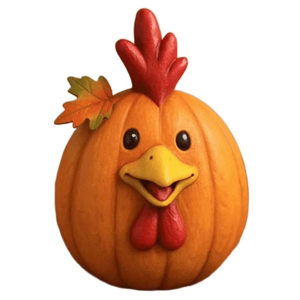 1Pc Funny Farm Animals Statue Farmhouse Pumpkin Figurines Pumpkin Table Ornaments for Autumn Halloween Thanksgiving Home Indoor