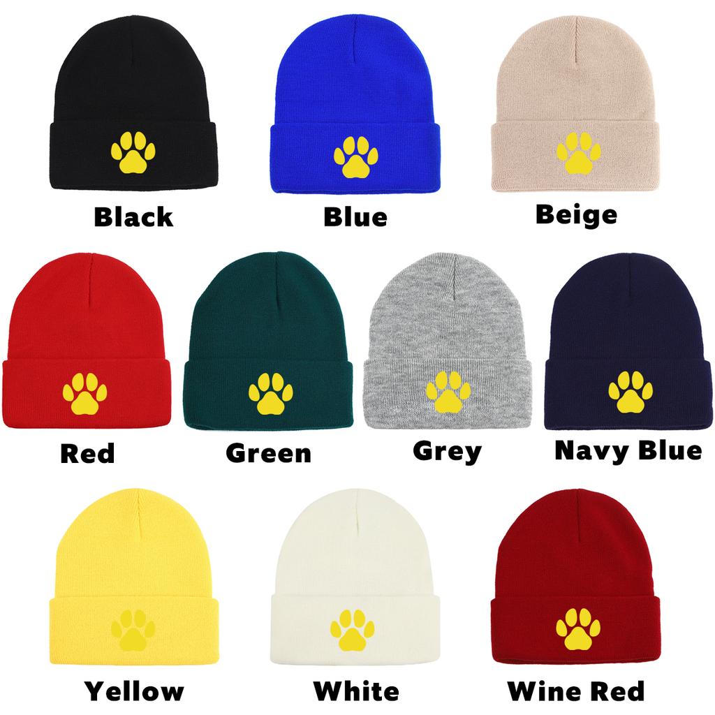 Multiple Colors Of Dog Paw Prints Winter Hats Unisex Cap Beanie Hats For Man Thermal Cozy Knit Hat Beanie Perfect For Travelling