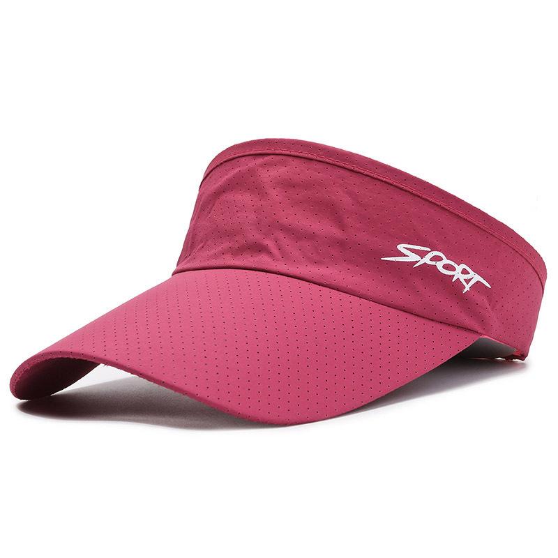 

1pc Summer Women Breathable Air Sun Hats Quick-dry Visor UV Protection Top Empty Solid Men Sports Tennis Running Sunscreen Cap Adjustable рожевий червоний колір