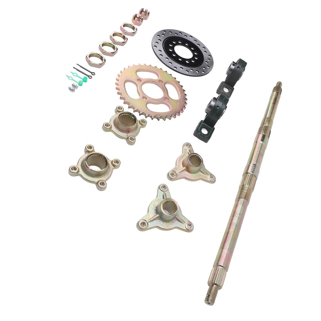 Go Kart Rear Axle Kit 24 Inch Heavy Duty Sprocket Brake Disc Base Rear Axle Assembly Set for 50 to 150CC DIY Rebuilt