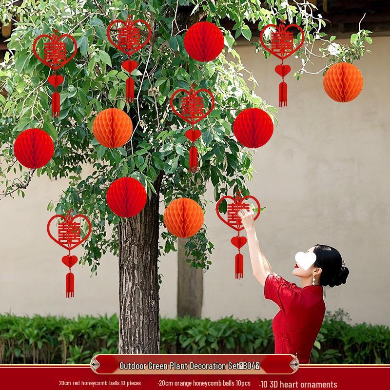 Rustic Tree Lantern Pendants: Outdoor Greenery Decor & Wedding Ornaments Collection
