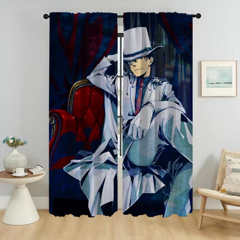 Kaitou Kiddo Curtains for Living Room Curtain Blackout Curtains 2 Pieces Partition Tulle for Bedroom Shades Kitchen Elegant Home