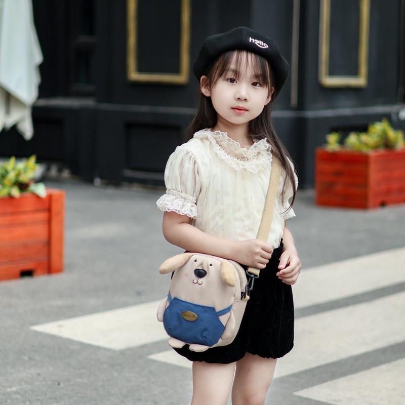 Girls Children Nylon Shoulder Dog Bag Breathable Fabric Trendy Design Cartoon