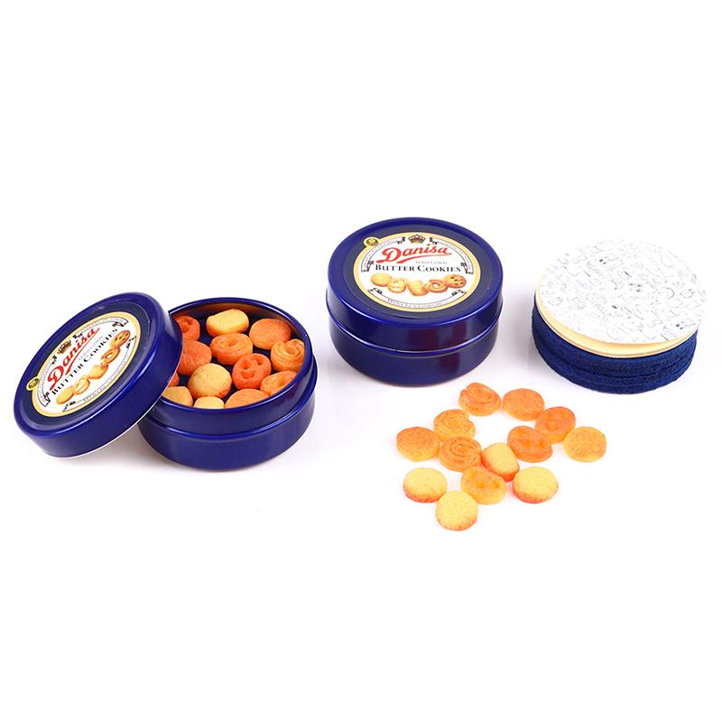 1 יחידות 1/12 בית בובות מיניאטורי קוקי דנית כחול סט קופסת פח אביזרי מטבח