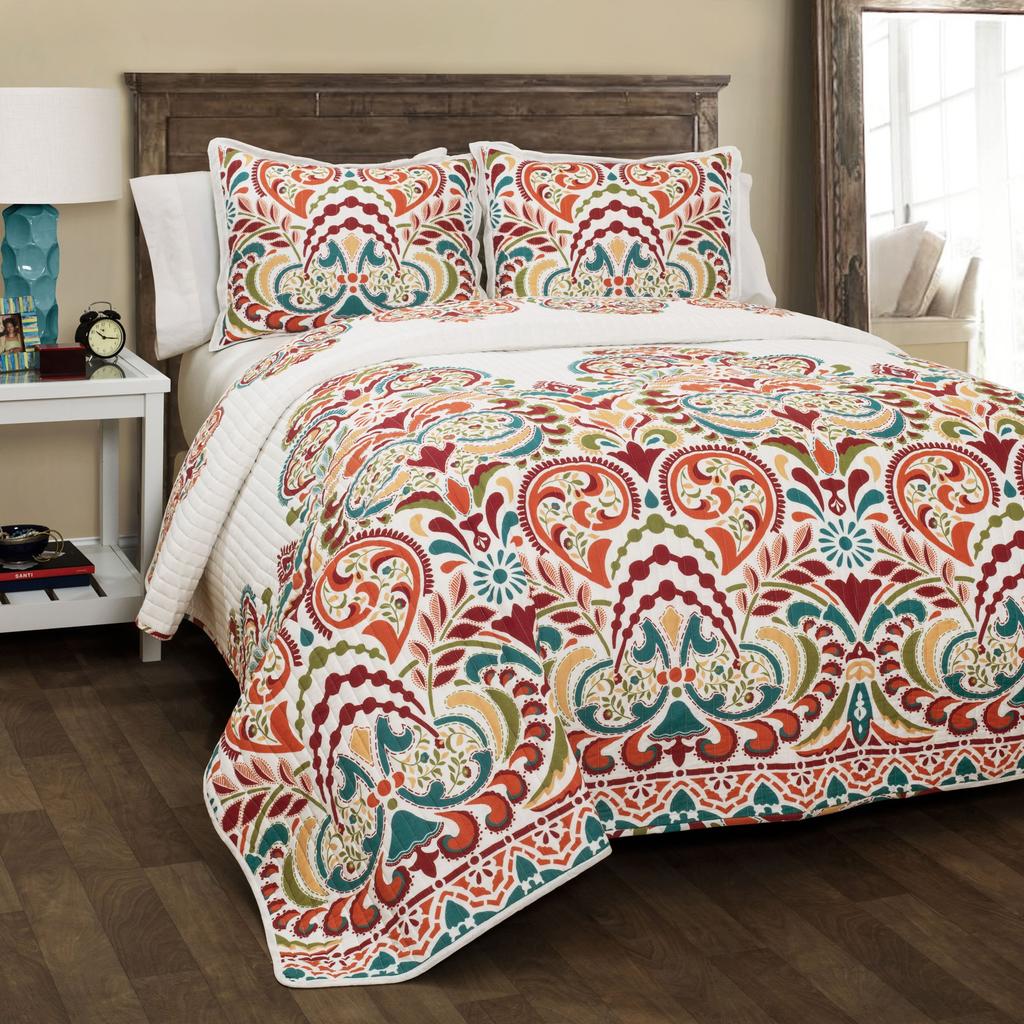 Paisley Comforter Set Queen Size,3 Piece Quilt Cover Boho Bedding Set Soft All Season 1 Comforter Cover 2 Pillow Shams Full Size