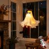 Halloween-Eingangsbereich Dekoration Hängende Schaukel Geist Dekoration, Leuchtend Große Schaukelnde mit Beleuchtetem Veranda Hexenhut Und Gestreiften Beinen für den Garten