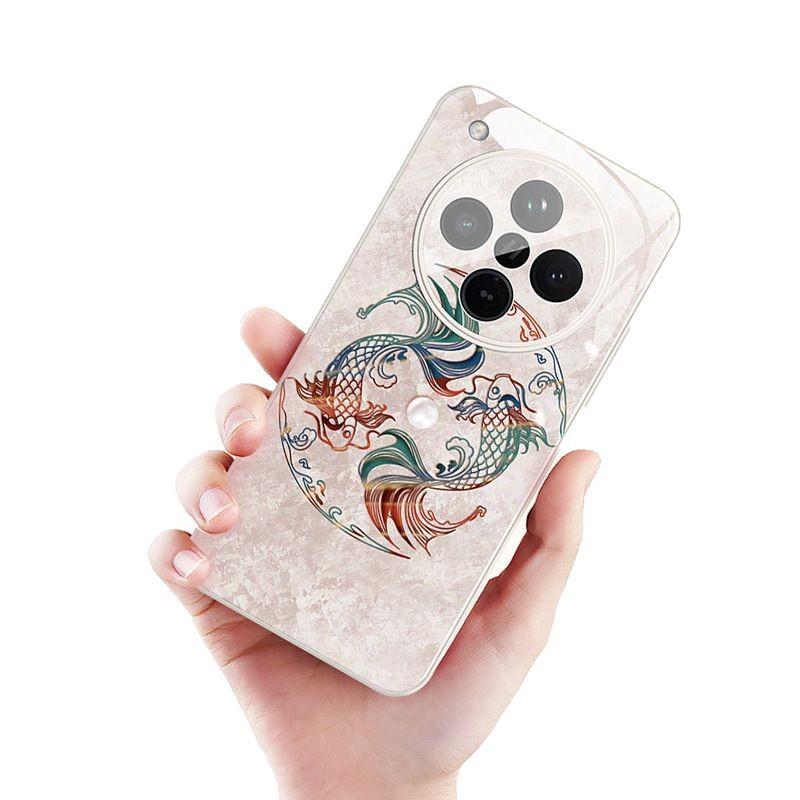 Applicable to oppo findx8 mobile phone case new ultra-thin heat dissipation ice-sensitive crystal transparent glass findx8pro good luck brocade