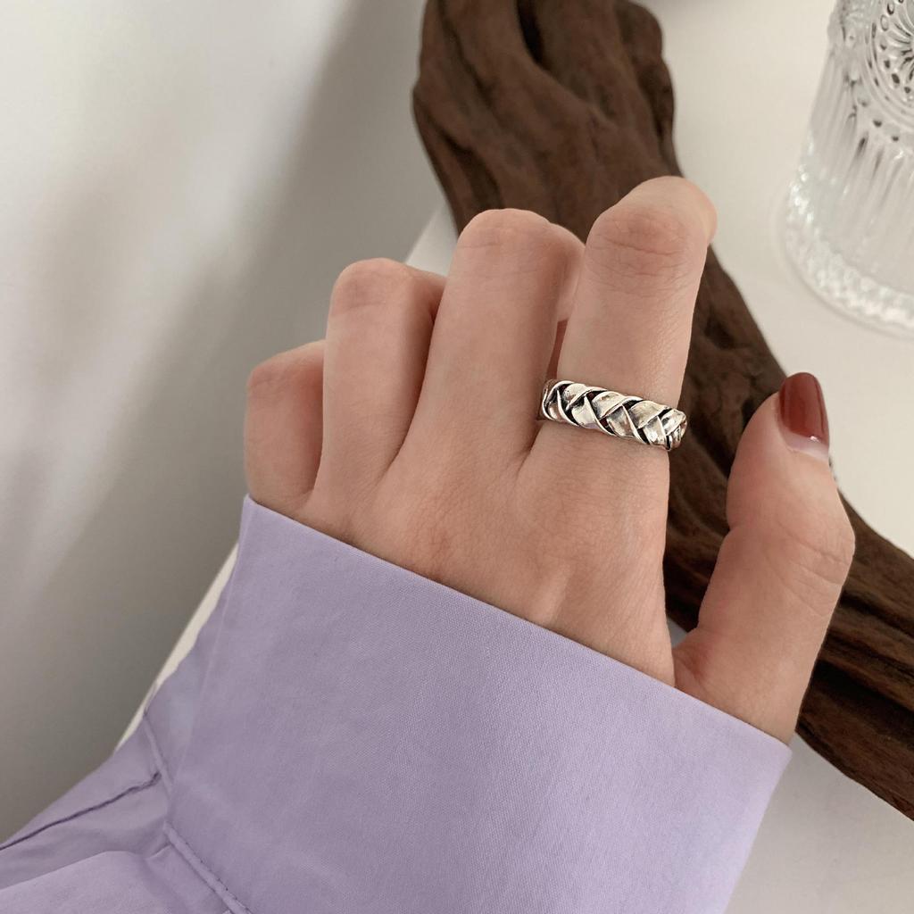 Art Deco Geometric Ring Combination Index Finger Ring Female Personality Retro Niche High Class Finger Ring Ins Cold Wind Adjustable Ring