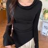 Slim Fit Long Sleeve T-shirt Chic T Shirts Women Y2k Slanted Shoulder Pullover  Streetwear