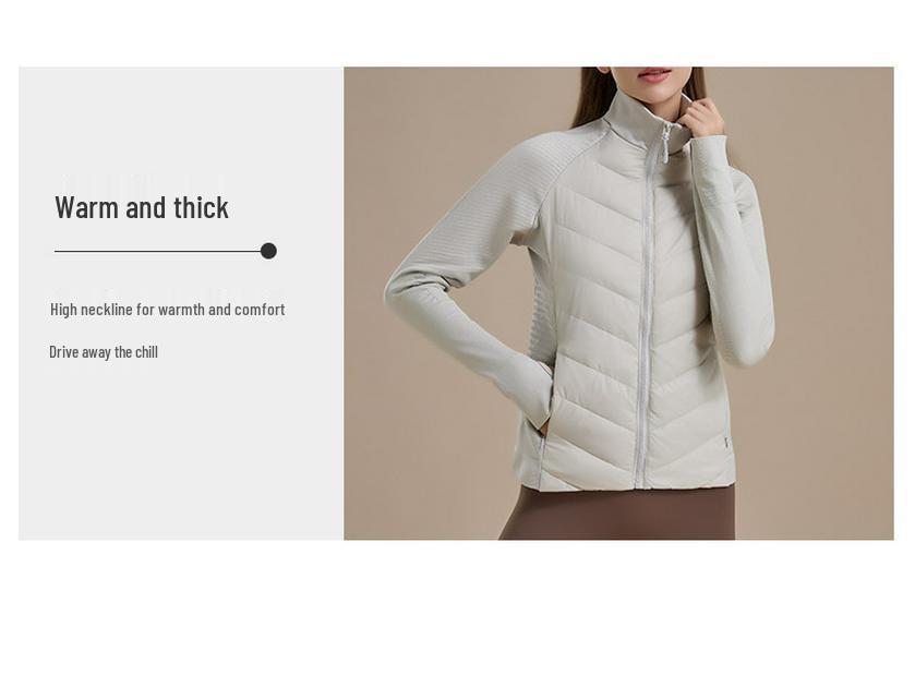 Sporty Warm Windproof Slim-Fit Down Jacket with Fleece Lining
