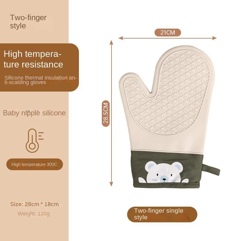 

1pcs Silicone Heat Insulation Gloves Thickened Non-slip High Temperature Oven Gloves Baking and Scalding Kitchen Hand Clamps