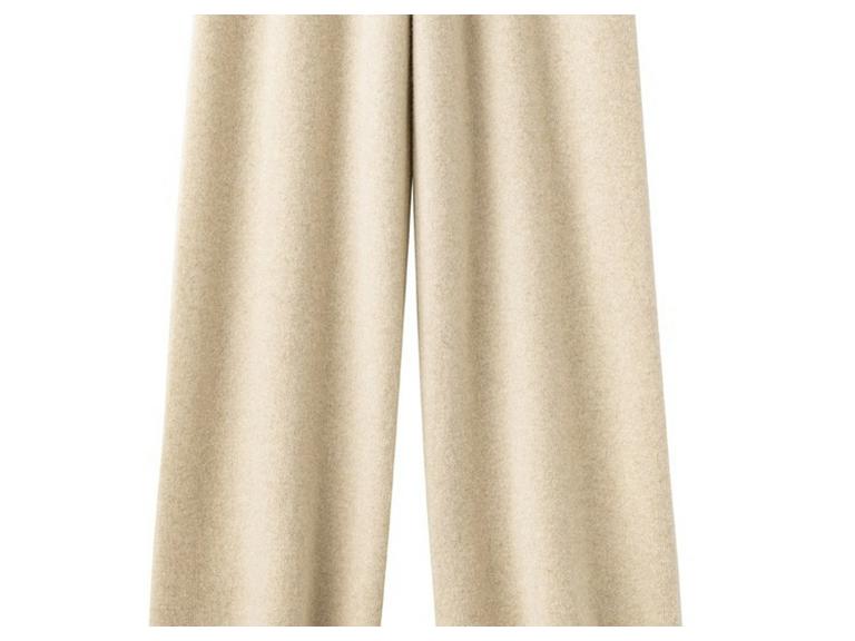 Australian Wool Wide Leg Pants - Women's Autumn/Winter Straight Leg Cashmere Knit Floor-Length Trousers